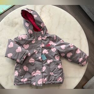 BNWT Jupa gray winter Jacket with Pink Hearts